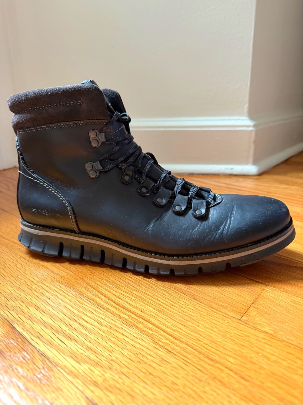 Cole Haan Men’s Zerogrand Hiker Waterproof Black Leather Boots Size 9.5